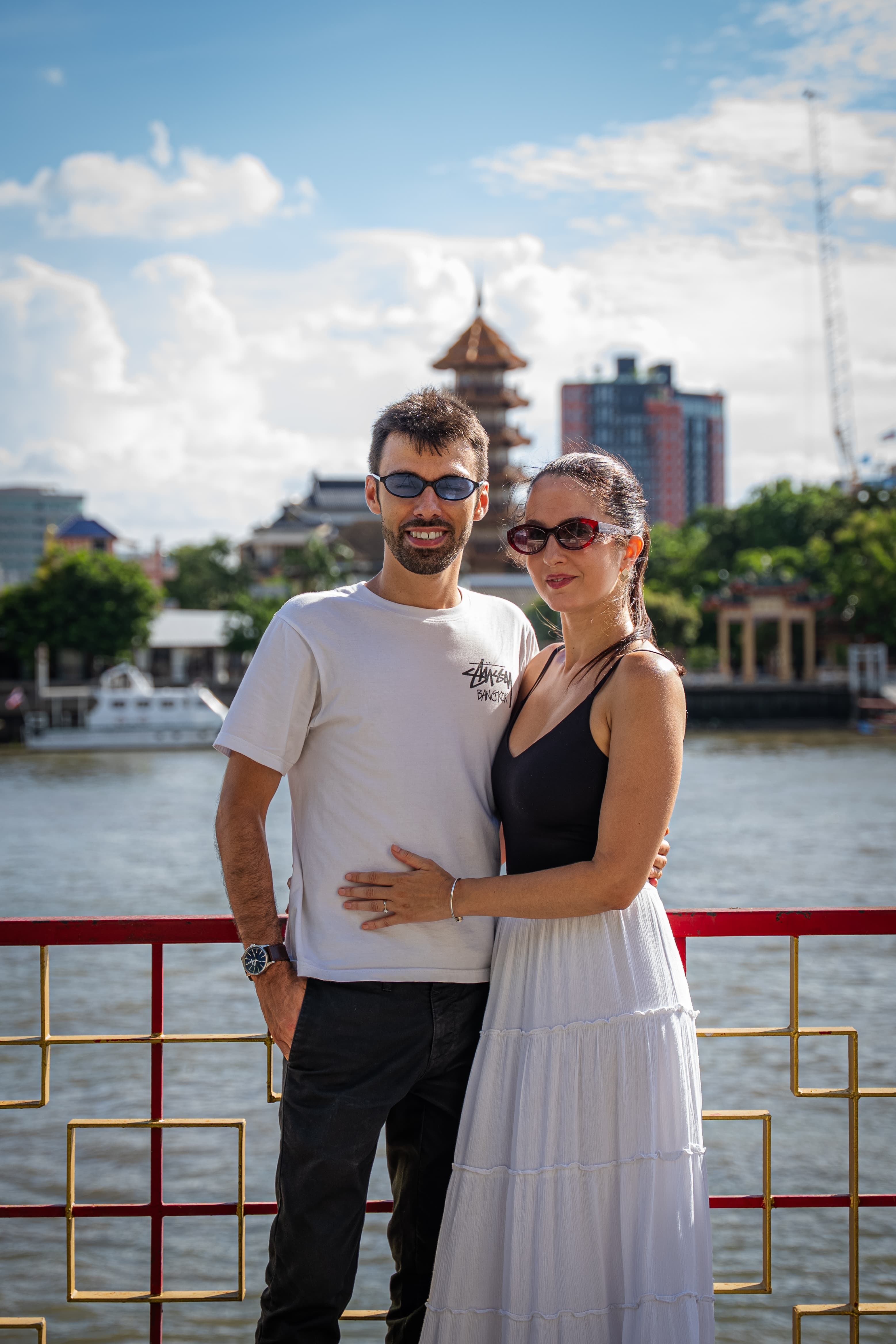 Andreia and Tiago on a boutique hotel balcony